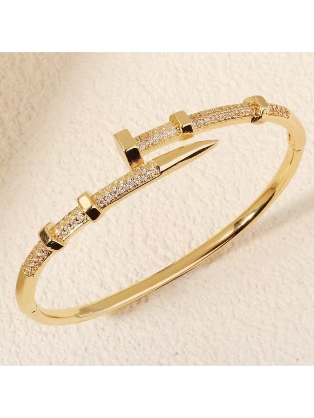Just Un Clou Nail Gold Crystal Elegant Bracelet